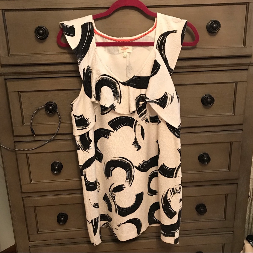 Anthropologie Deletta Pincelada Ruffle Tunic Top